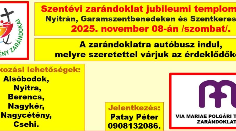 Szentévi buszos zarándoklat jubileumi templomokba