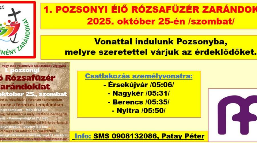 Vonattal az 1. Pozsonyi Élő Rózsafüzér Zarándoklatra - Plakát