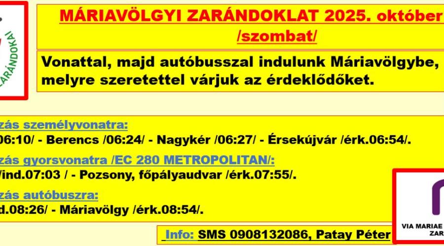 Vonattal Máriavölgybe - Meghívó