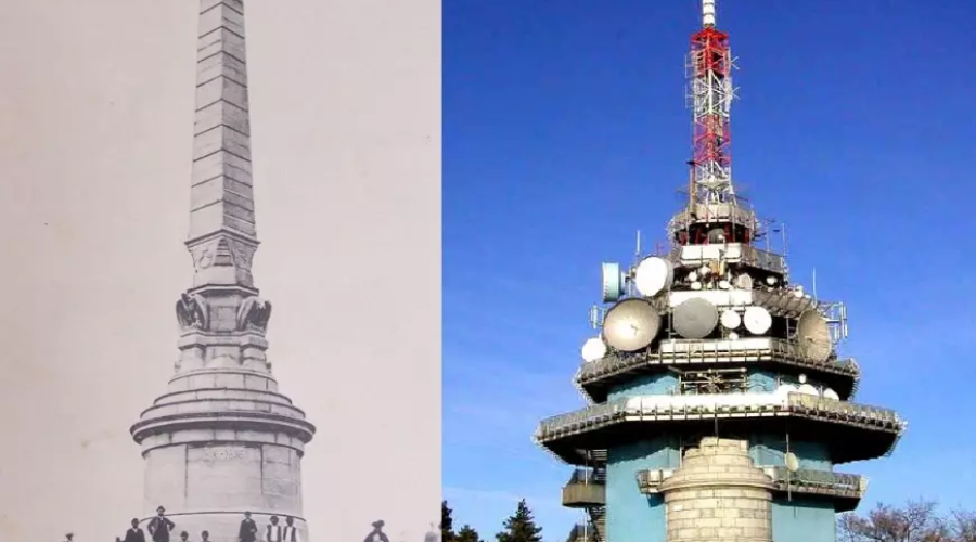 Millenniumi emlékmű 1896-ban és napjainkban (Fotó: Wikipédia)