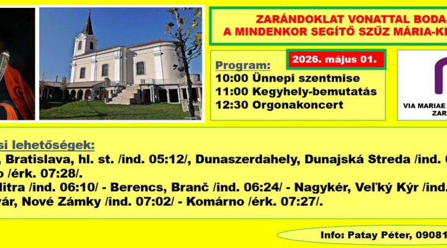 Zarándoklat vonattal Bodajkra, a Mindenkor Segítő Szűz Mária-kegyhelyre