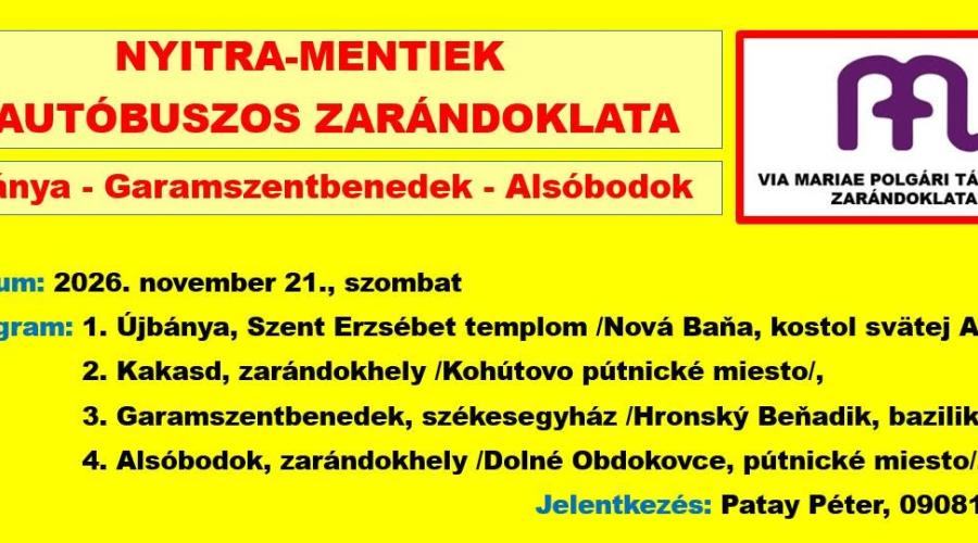 Autóbuszos zarándoklat Zoboraljáról